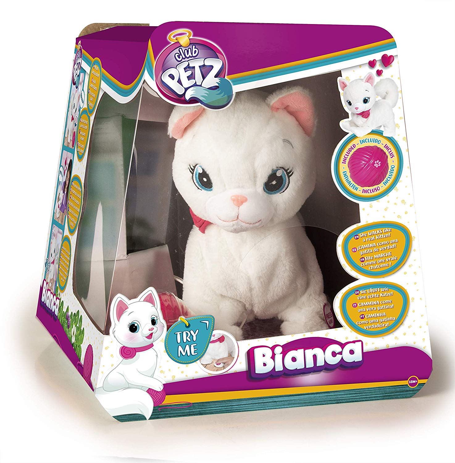 Интерактивная игрушка - Кошка Bianca, с клубком, 5 действий  